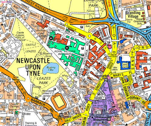 Map of Newcastle upon Tyne